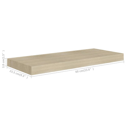 Floating Wall Shelves 4 pcs Oak 60x23.5x3.8 cm MDF