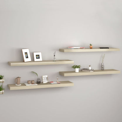 Floating Wall Shelves 4 pcs Oak 90x23.5x3.8 cm MDF