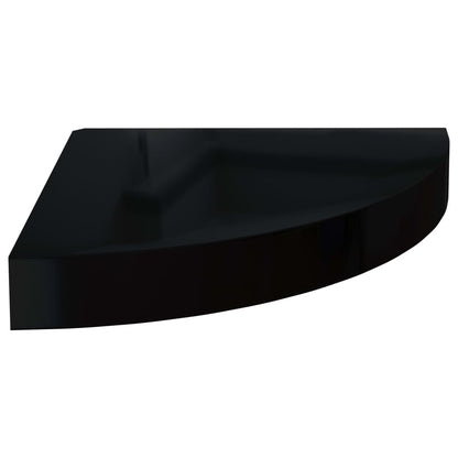 Floating Corner Shelves 2 pcs High Gloss Black 25x25x3.8 cm MDF