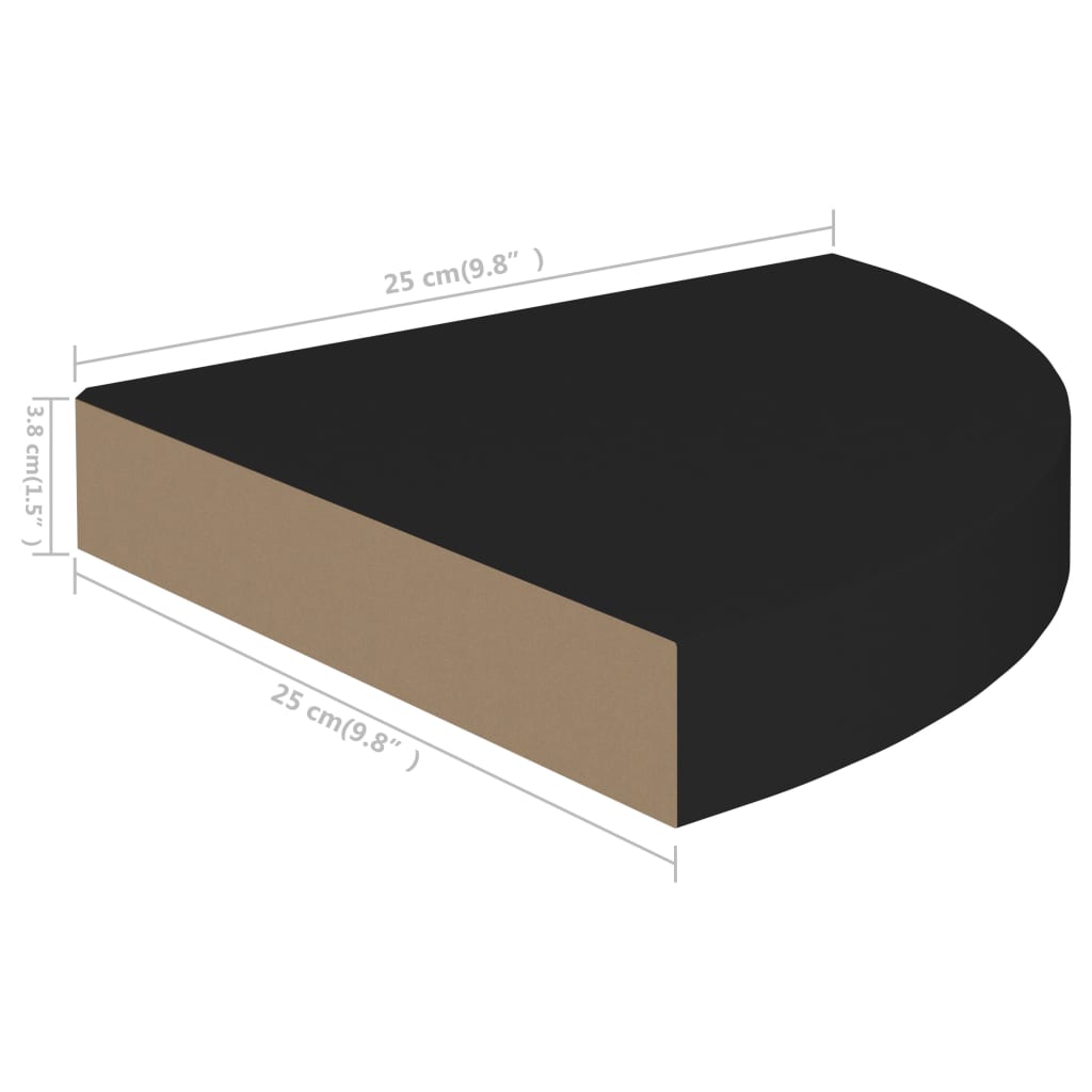 Floating Corner Shelves 2 pcs Black 25x25x3.8 cm MDF