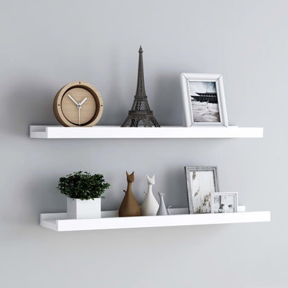 Picture Frame Ledge Shelves 2 pcs White 80x9x3 cm MDF