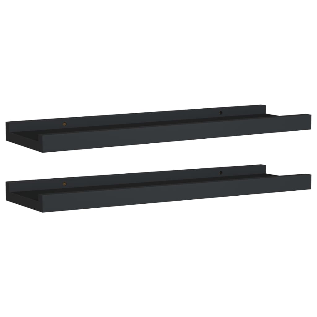 Picture Frame Ledge Shelves 2 pcs Black 40x9x3 cm MDF