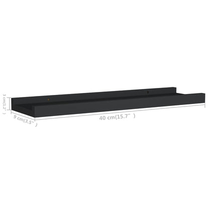 Picture Frame Ledge Shelves 2 pcs Black 40x9x3 cm MDF