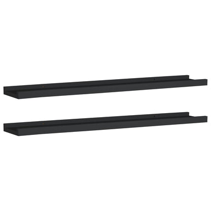 Picture Frame Ledge Shelves 2 pcs Black 80x9x3 cm MDF