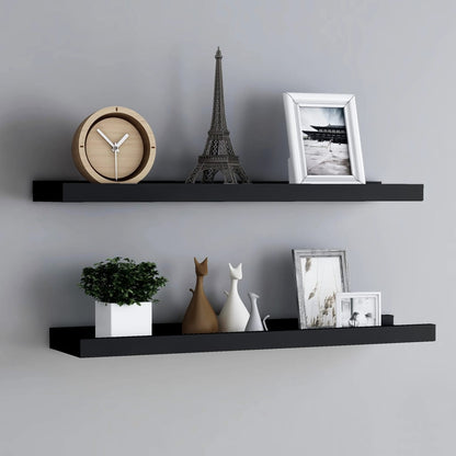 Picture Frame Ledge Shelves 2 pcs Black 80x9x3 cm MDF