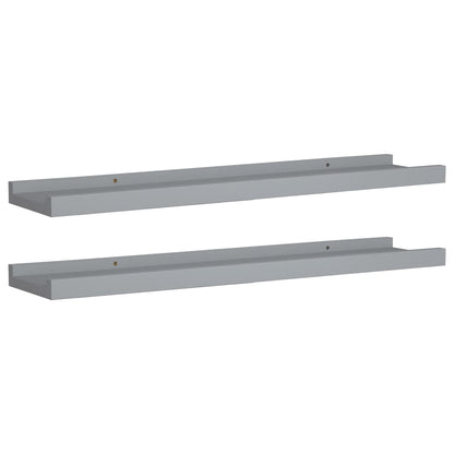 Picture Frame Ledge Shelves 2 pcs Grey 60x9x3 cm MDF