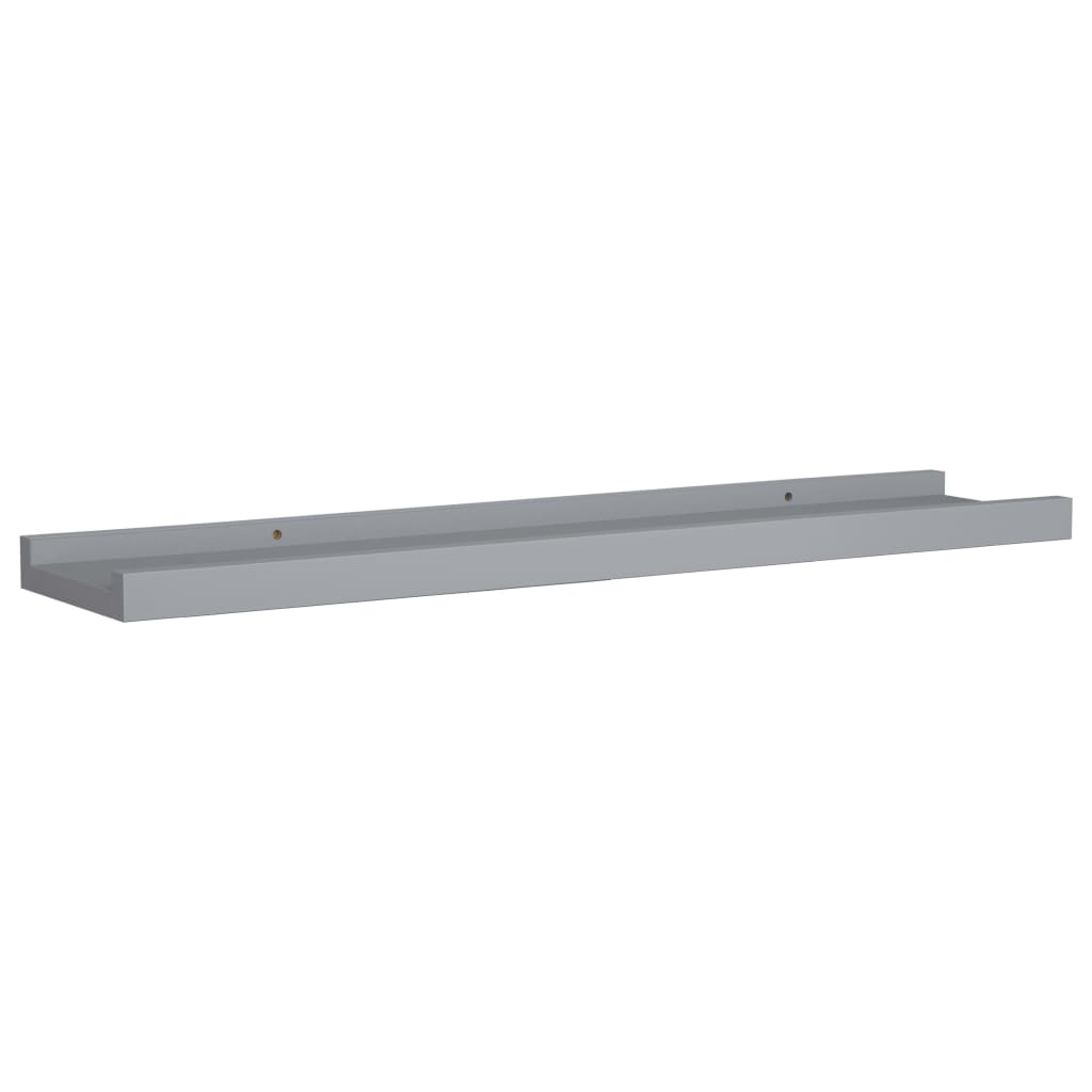 Picture Frame Ledge Shelves 2 pcs Grey 60x9x3 cm MDF