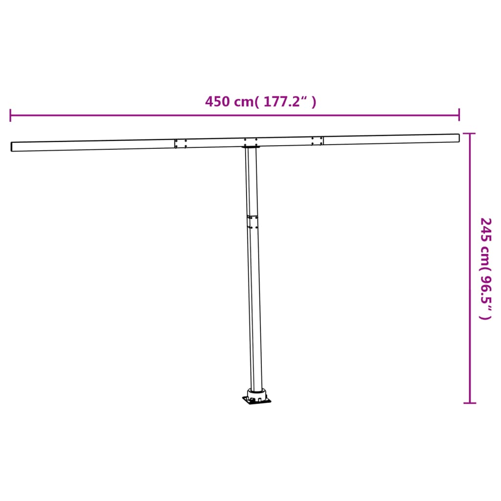 Awning Post Set White 450x245 cm Iron