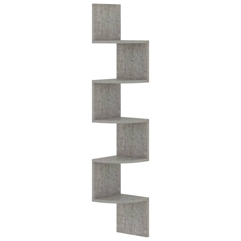 Wall Corner Shelf Concrete Grey 19x19x123 cm Engineered Wood