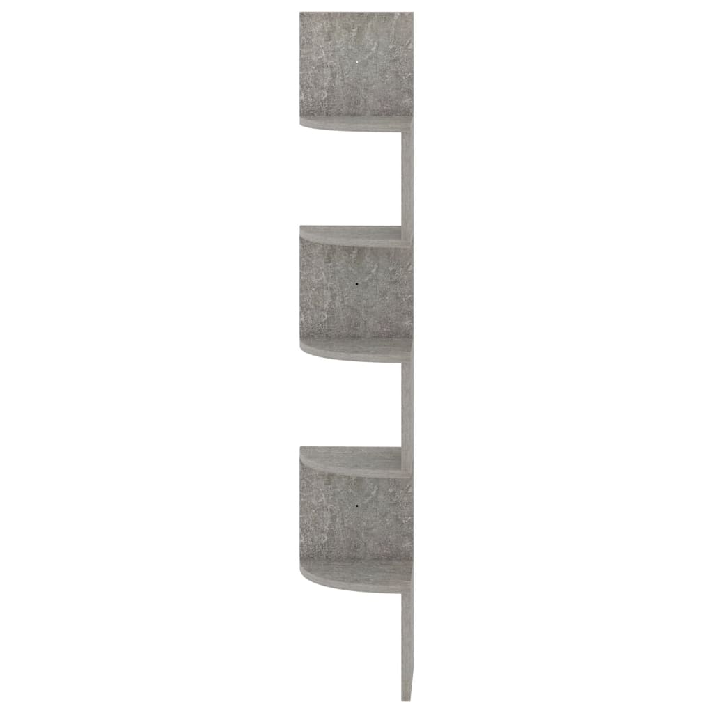 Wall Corner Shelf Concrete Grey 19x19x123 cm Engineered Wood