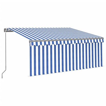 Manual Retractable Awning with Blind&LED 3x2.5m Blue&White