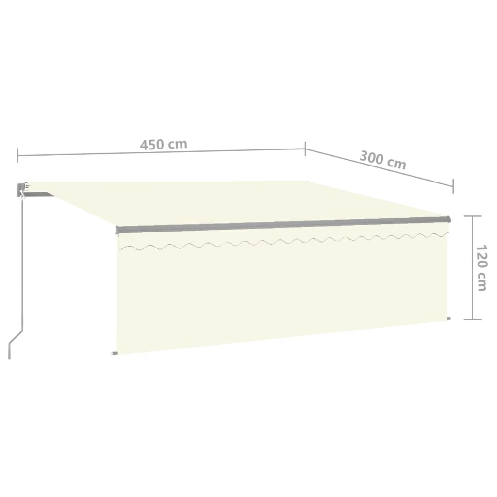 Manual Retractable Awning with Blind 4.5x3m Cream