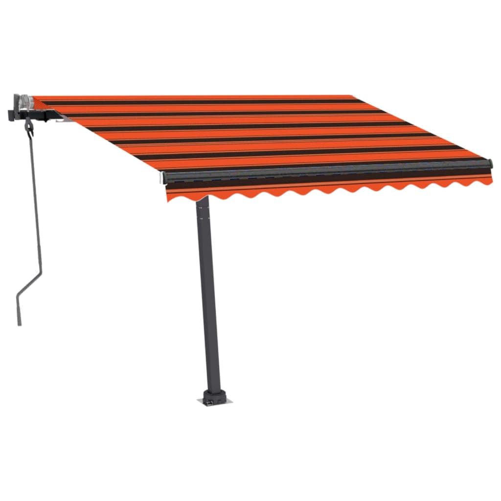 Manual Retractable Awning with LED 300x250 cm Orange and Brown