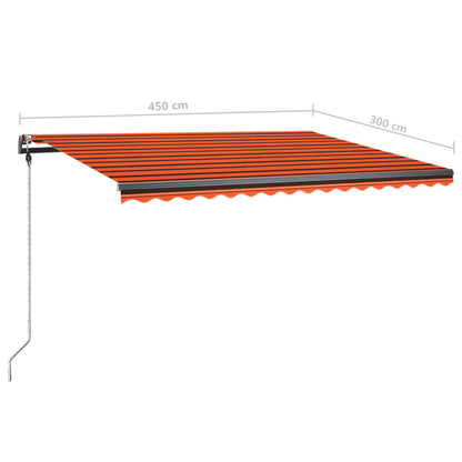 Freestanding Manual Retractable Awning 450x300 cm Orange/Brown