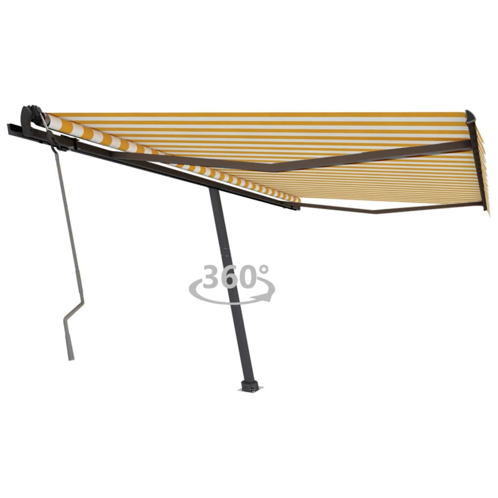 Freestanding Manual Retractable Awning 400x350 cm Yellow/White