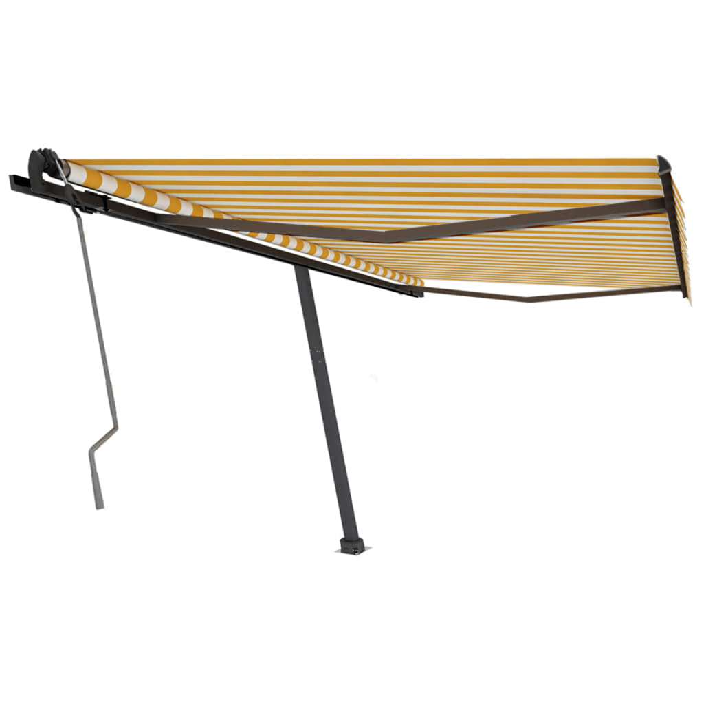 Freestanding Manual Retractable Awning 400x350 cm Yellow/White