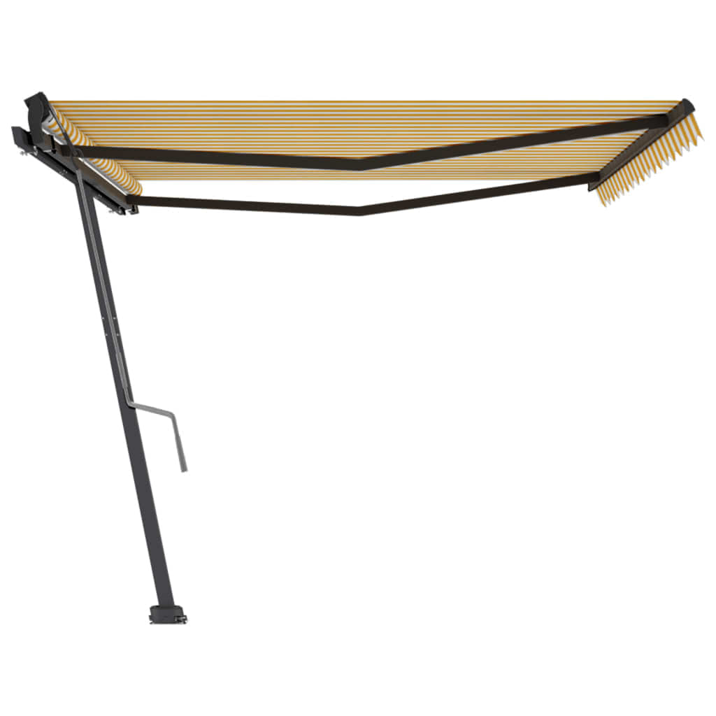 Freestanding Manual Retractable Awning 400x350 cm Yellow/White