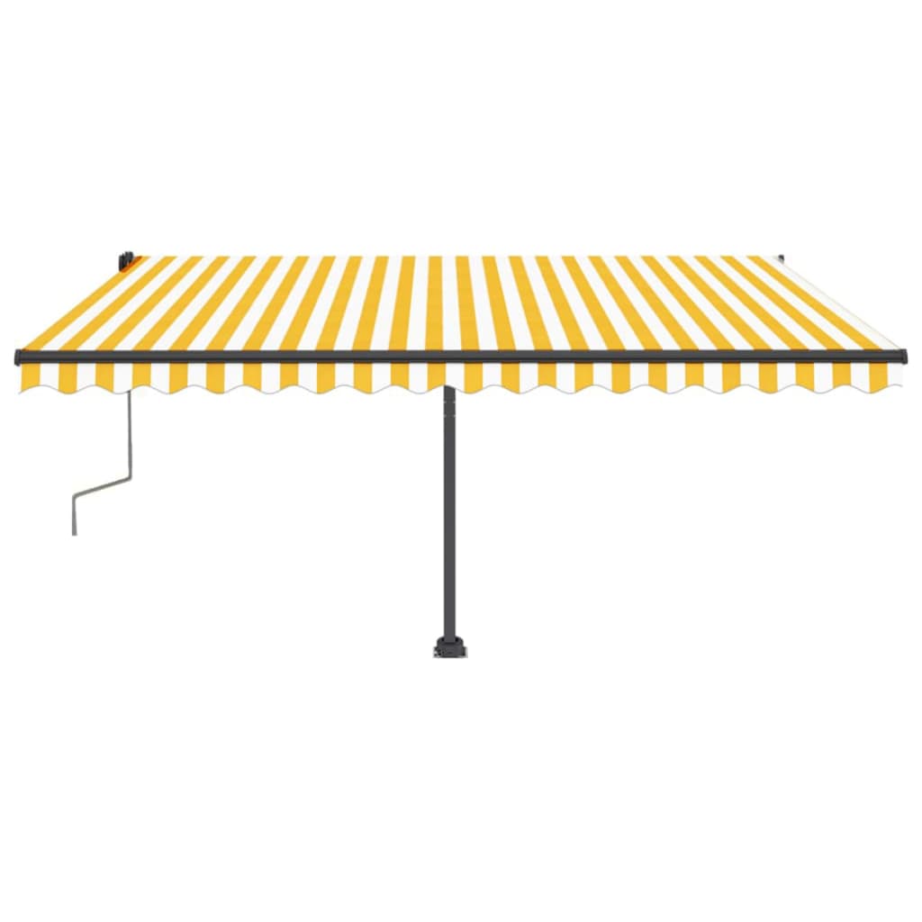 Manual Retractable Awning with LED 400x350 cm Yellow and White