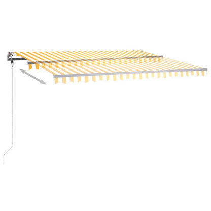 Manual Retractable Awning with LED 400x350 cm Yellow and White