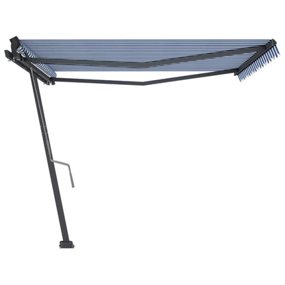 Freestanding Manual Retractable Awning 450x350 cm Blue/White