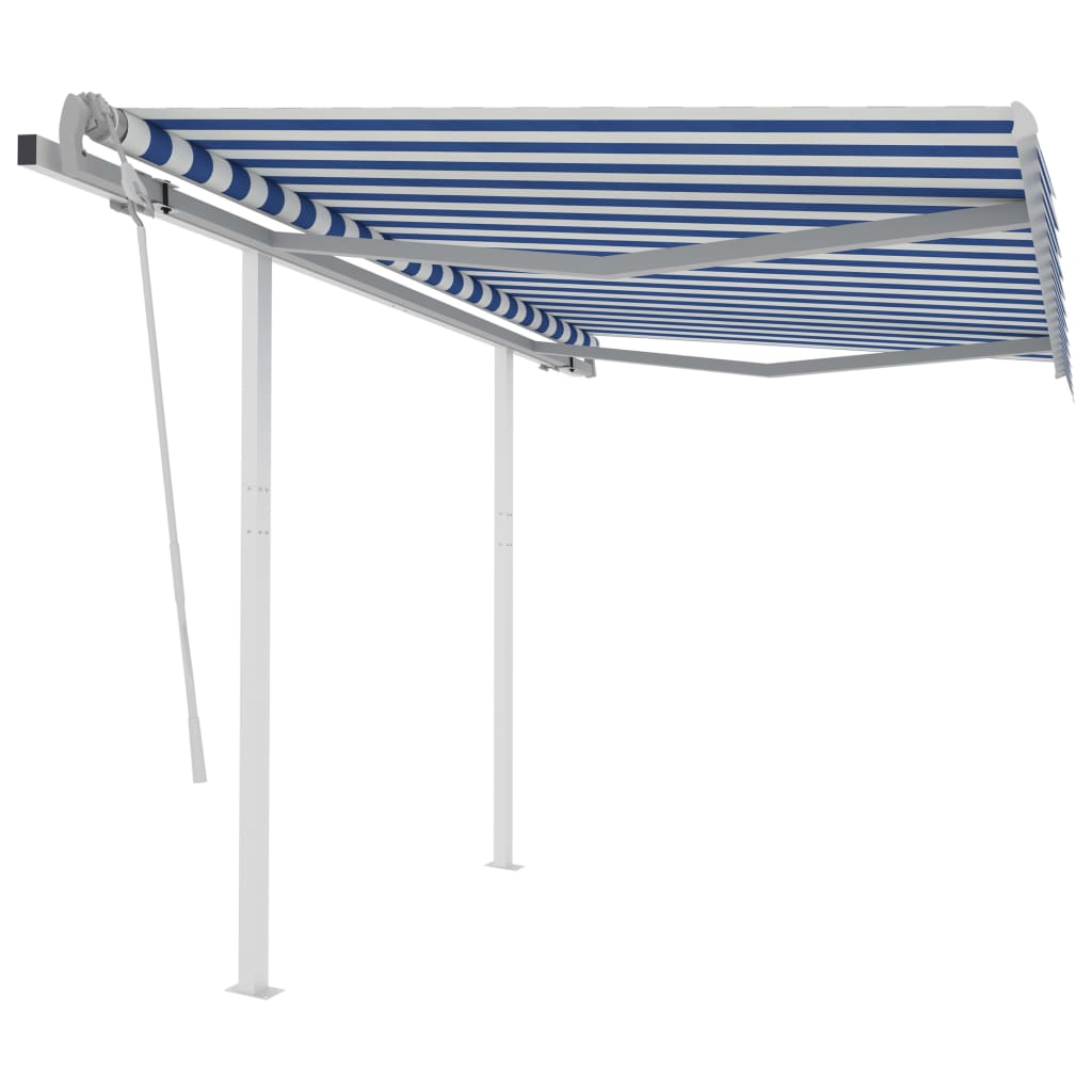 Manual Retractable Awning with Posts 3x2.5 m Blue and White