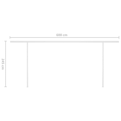 Manual Retractable Awning with Posts 6x3 m Orange and Brown