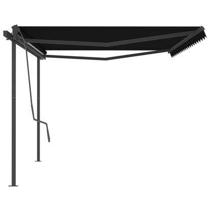 Manual Retractable Awning with Posts 5x3 m Anthracite