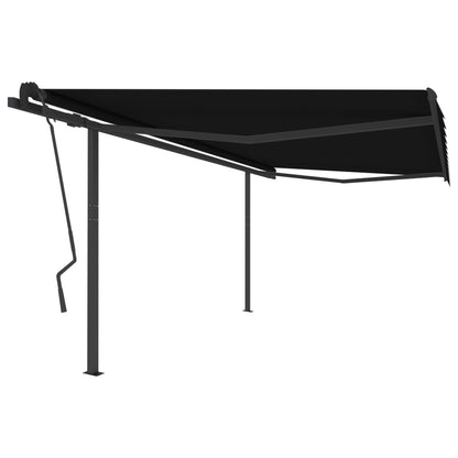 Manual Retractable Awning with Posts 4.5x3.5 m Anthracite