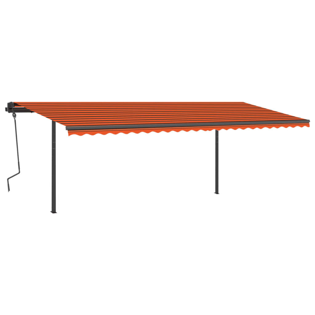 Manual Retractable Awning with Posts 6x3.5 m Orange and Brown