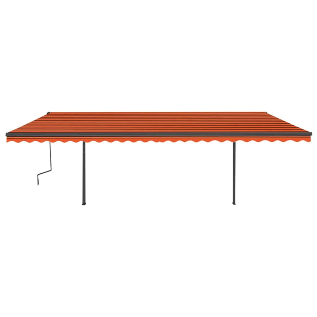 Manual Retractable Awning with Posts 6x3.5 m Orange and Brown