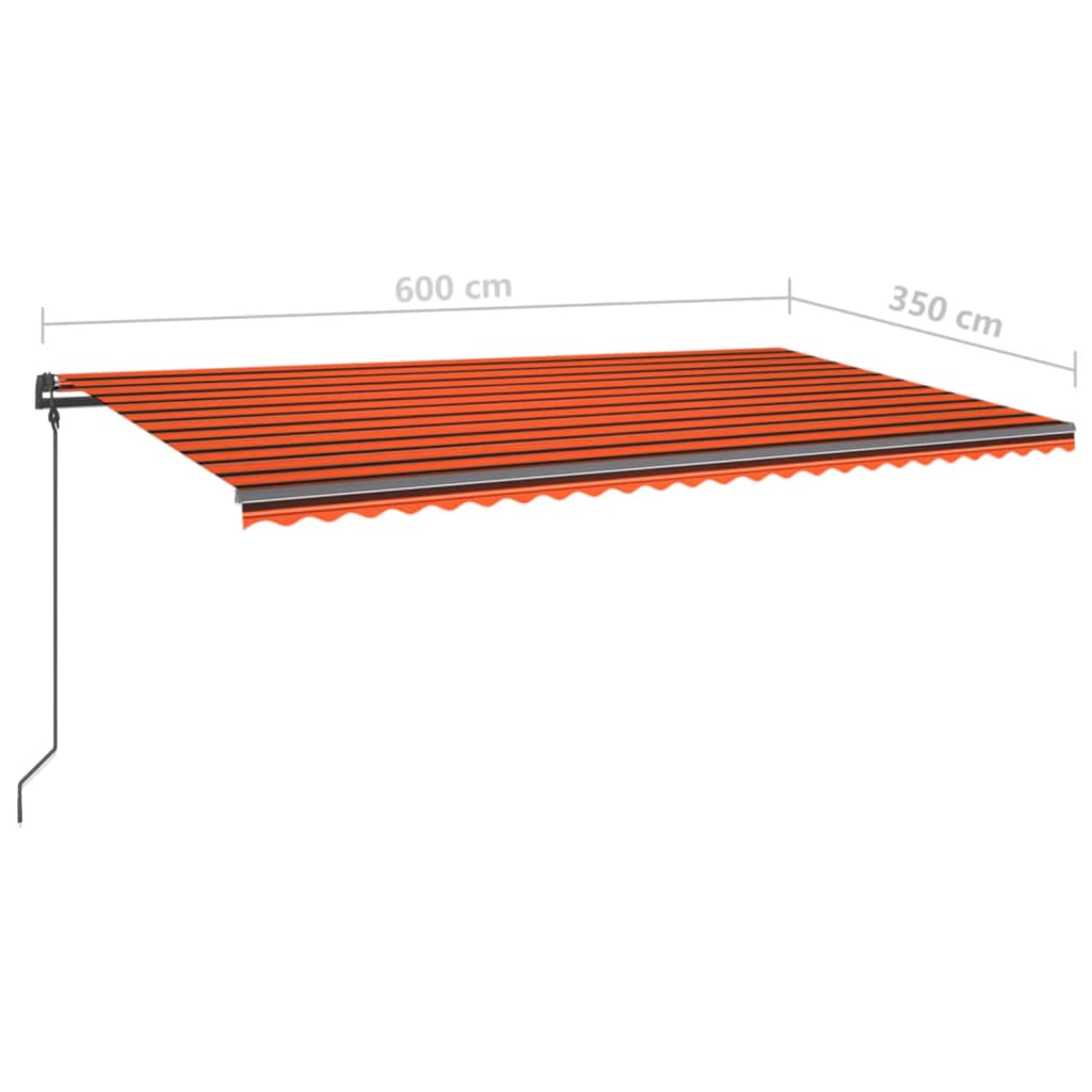 Manual Retractable Awning with Posts 6x3.5 m Orange and Brown