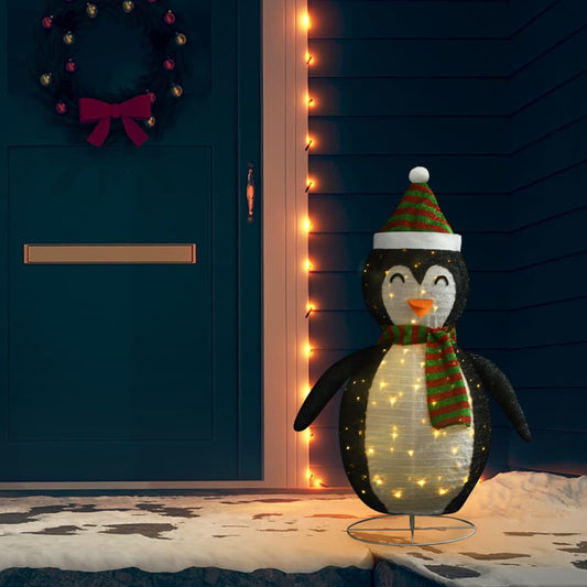 Decorative Christmas Snow Penguin Figure LED Luxury Fabric 120cm