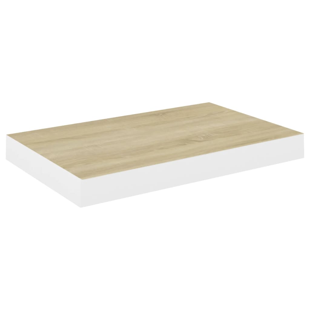 Floating Wall Shelf Oak and White 40x23x3.8 cm MDF