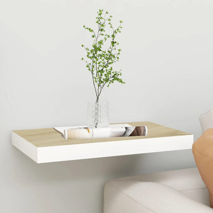 Floating Wall Shelf Oak and White 40x23x3.8 cm MDF