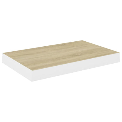 Floating Wall Shelves 2 pcs Oak and White 40x23x3.8 cm MDF