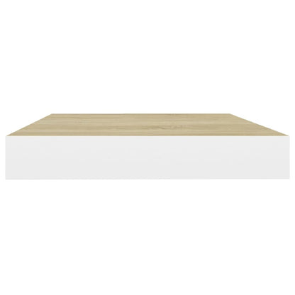 Floating Wall Shelves 2 pcs Oak and White 40x23x3.8 cm MDF