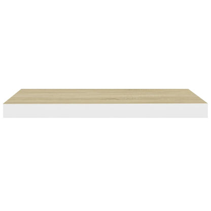 Floating Wall Shelf Oak and White 60x23.5x3.8 cm MDF