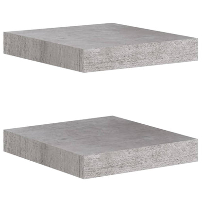 Floating Wall Shelves 2 pcs Concrete Grey 23x23.5x3.8 cm MDF