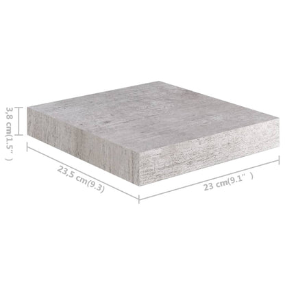 Floating Wall Shelves 2 pcs Concrete Grey 23x23.5x3.8 cm MDF