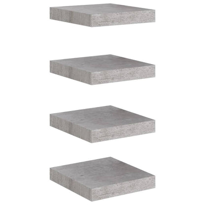 Floating Wall Shelves 4 pcs Concrete Grey 23x23.5x3.8 cm MDF