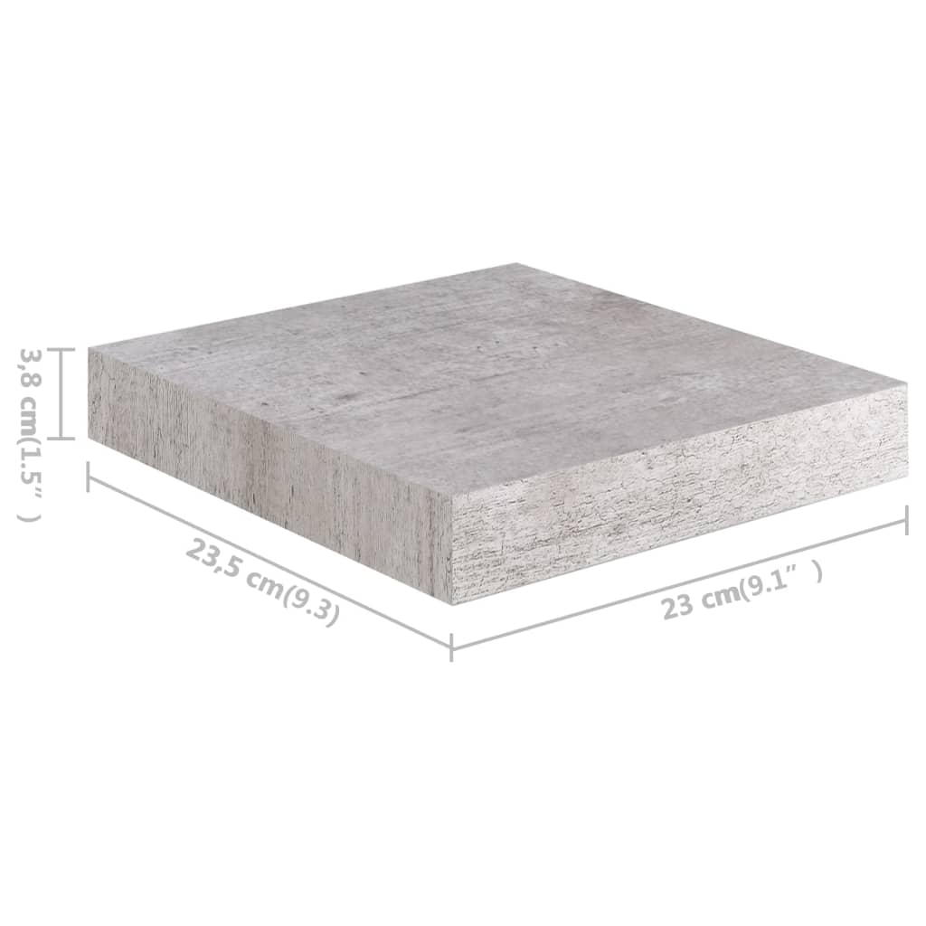 Floating Wall Shelves 4 pcs Concrete Grey 23x23.5x3.8 cm MDF