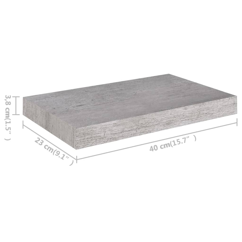 Floating Wall Shelf Concrete Grey 40x23x3.8 cm MDF