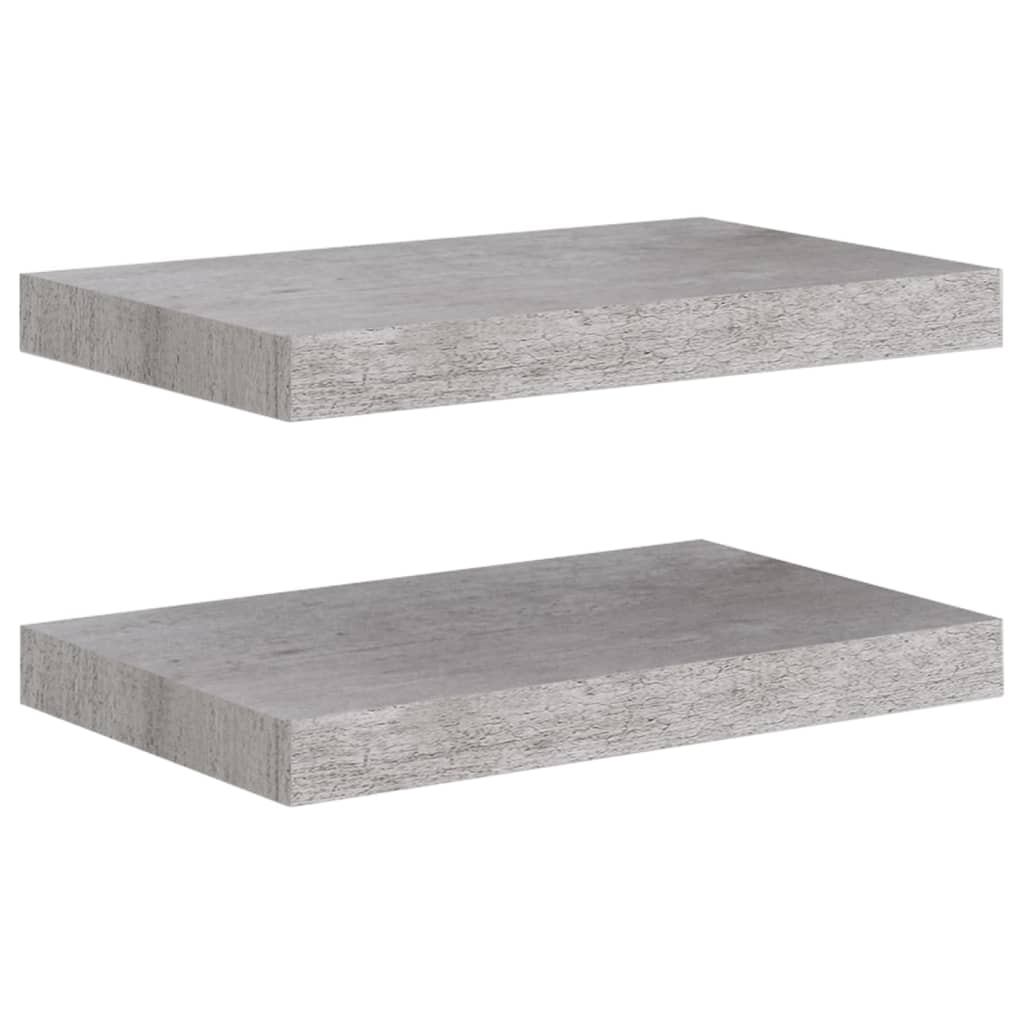 Floating Wall Shelves 2 pcs Concrete Grey 40x23x3.8 cm MDF