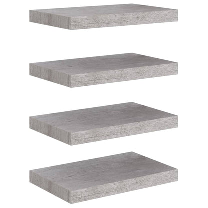 Floating Wall Shelves 4 pcs Concrete Grey 40x23x3.8 cm MDF