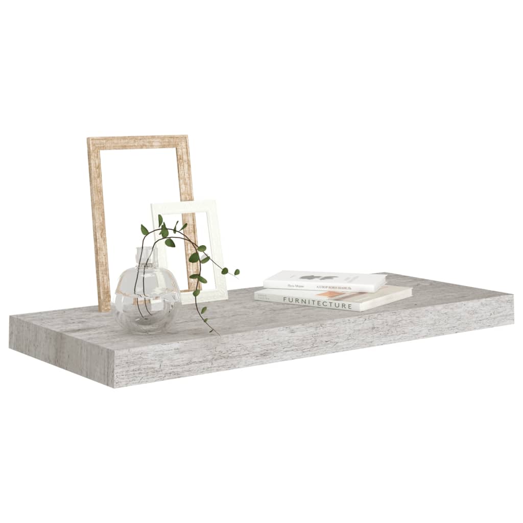 Floating Wall Shelves 2 pcs Concrete Grey 60x23.5x3.8 cm MDF