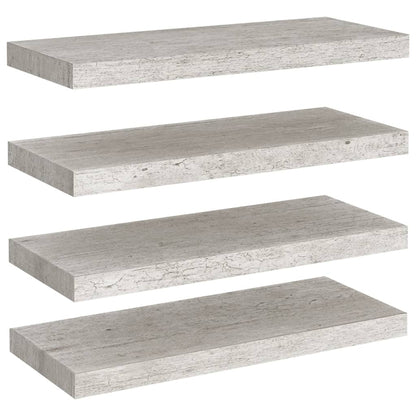 Floating Wall Shelves 4 pcs Concrete Grey 60x23.5x3.8 cm MDF