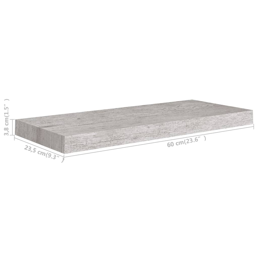 Floating Wall Shelves 4 pcs Concrete Grey 60x23.5x3.8 cm MDF