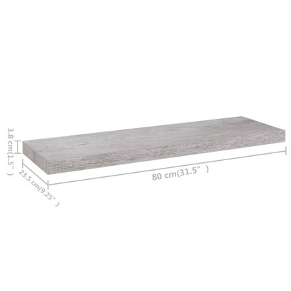 Floating Wall Shelf Concrete Grey 80x23.5x3.8 cm MDF