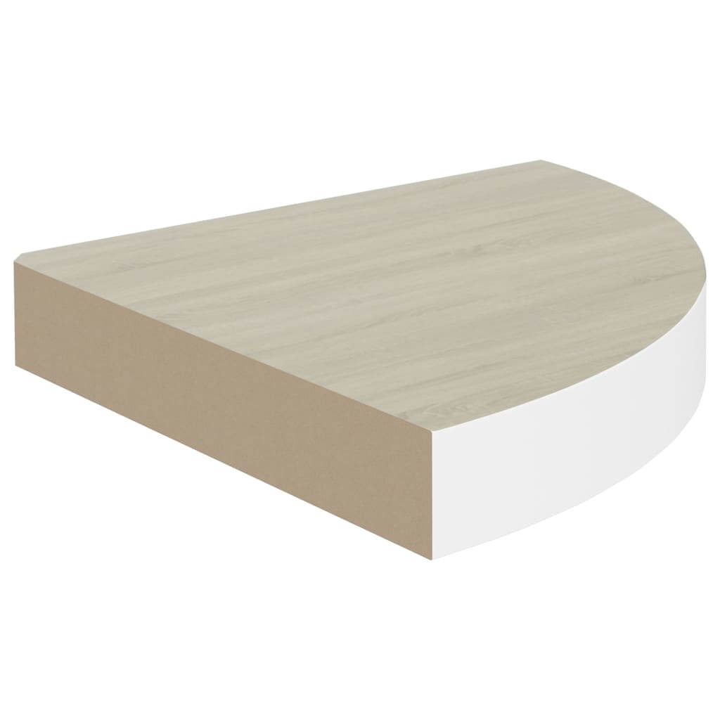 Wall Corner Shelf Oak and White 35x35x3.8 cm MDF