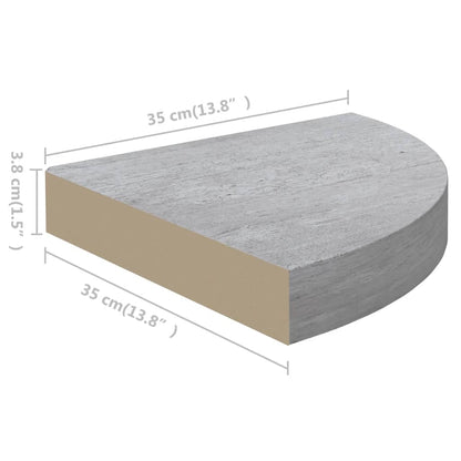 Wall Corner Shelf Concrete Grey 35x35x3.8 cm MDF